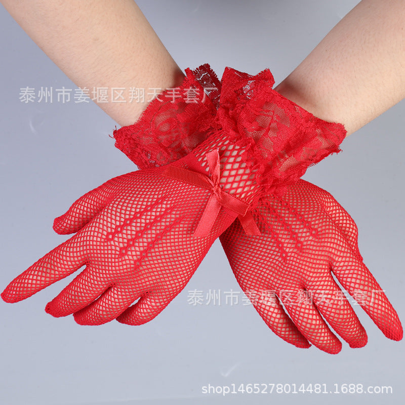 Wholesale Full-finger fishnet lace gloves
